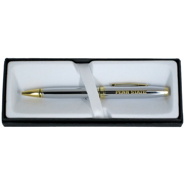 silver Cross pen with engraved Penn State and gold trim